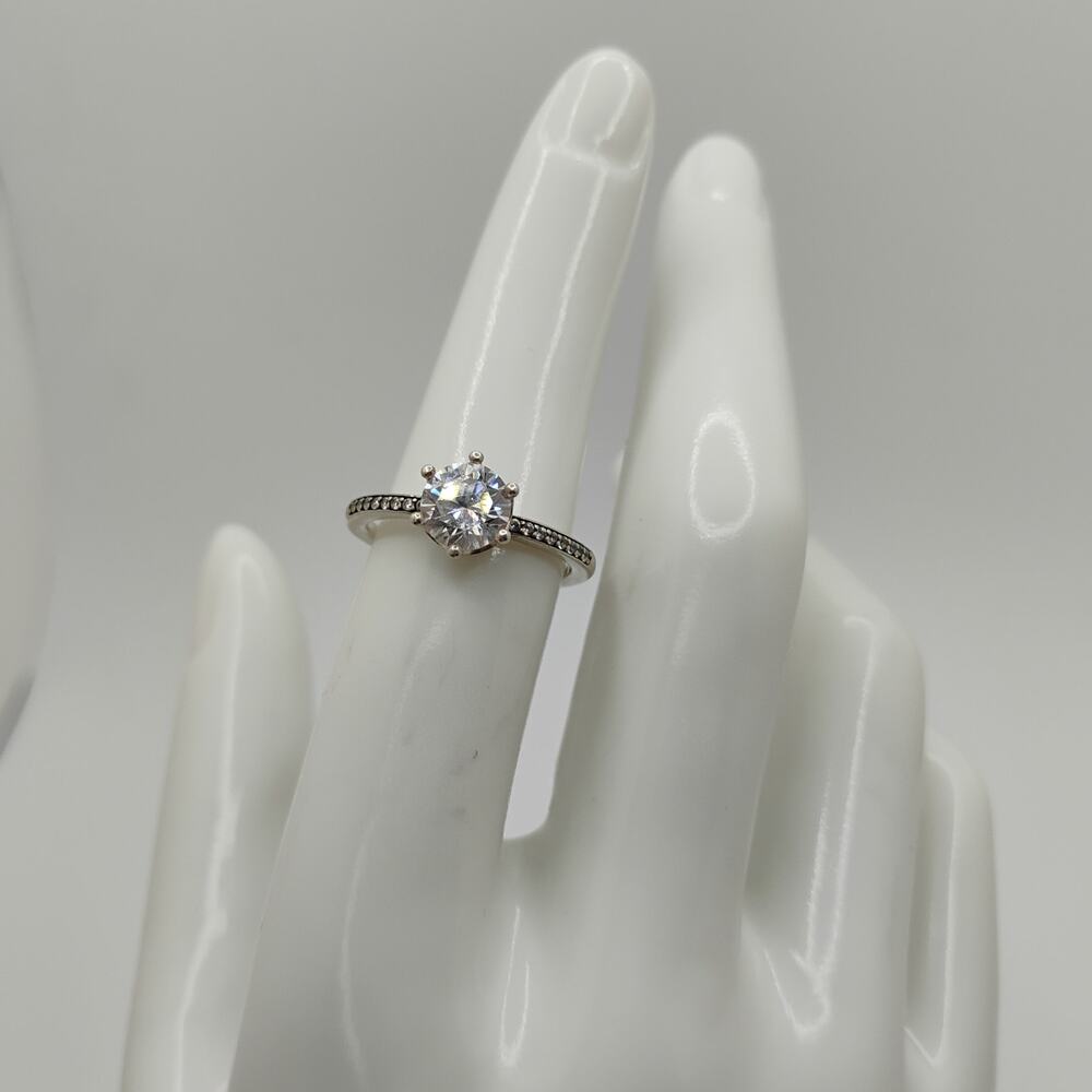 Pandora Sparkeling CZ Heart Crown in Sterling Silver Ring size 6.25